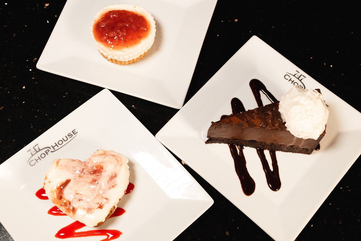 Cheesecake and chocolate cake desserts from 747 Chop House at Capital Cabaret