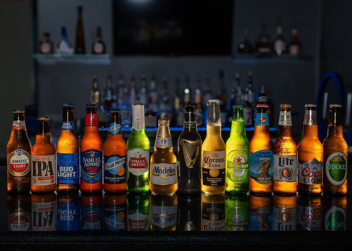 Bottled beer lineup at the Capital Cabaret bar, Morrisville NC