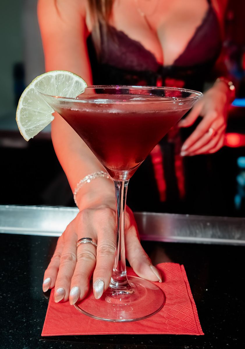 Cosmopolitan cocktail served at the Capital Cabaret bar